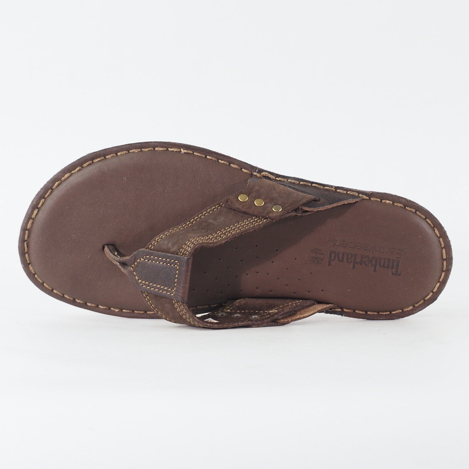 Mens Timberland EK Handcraft 5143A Dark Brown Leather Thong Casual Flip Flop