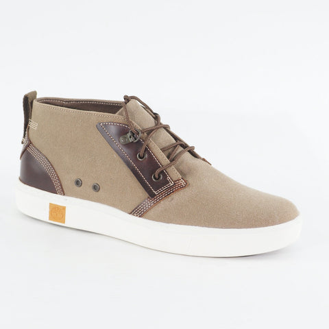 Mens Timberland Amherst Canvas Chukka A15KY Brown Leather Canvas Lace Up Boots