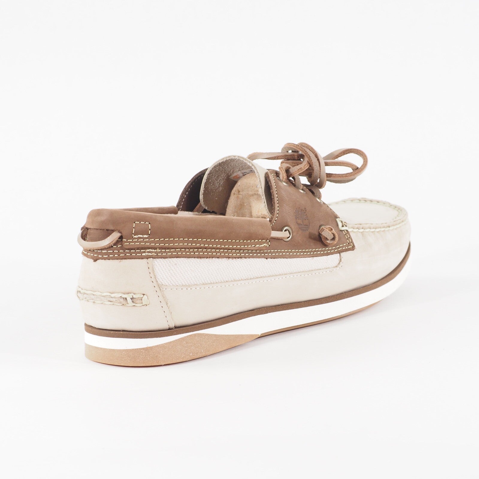 Mens Timberland Atlantis Boat Nubuck A2QGX Beige Leather Lace Walking Shoes