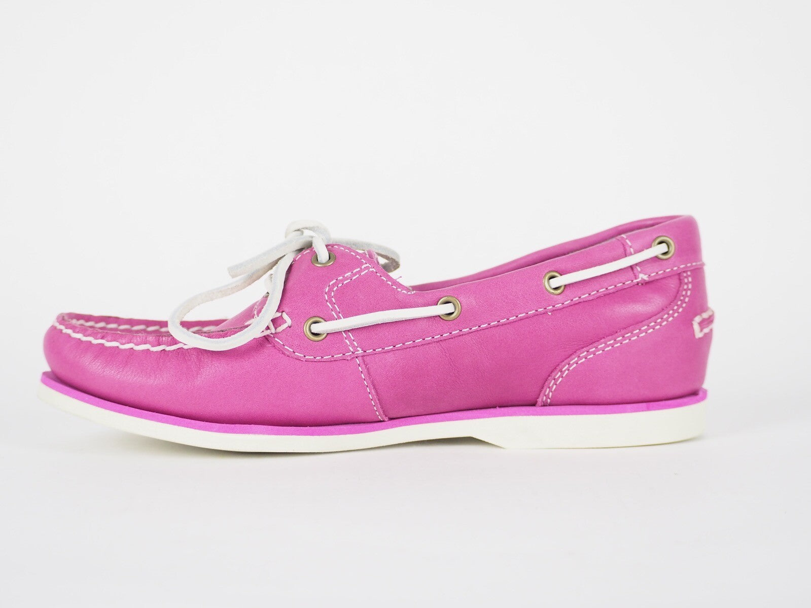 Womens Timberland Amherst 8336B Magenta Leather Boat Shoes Casual Moccasins
