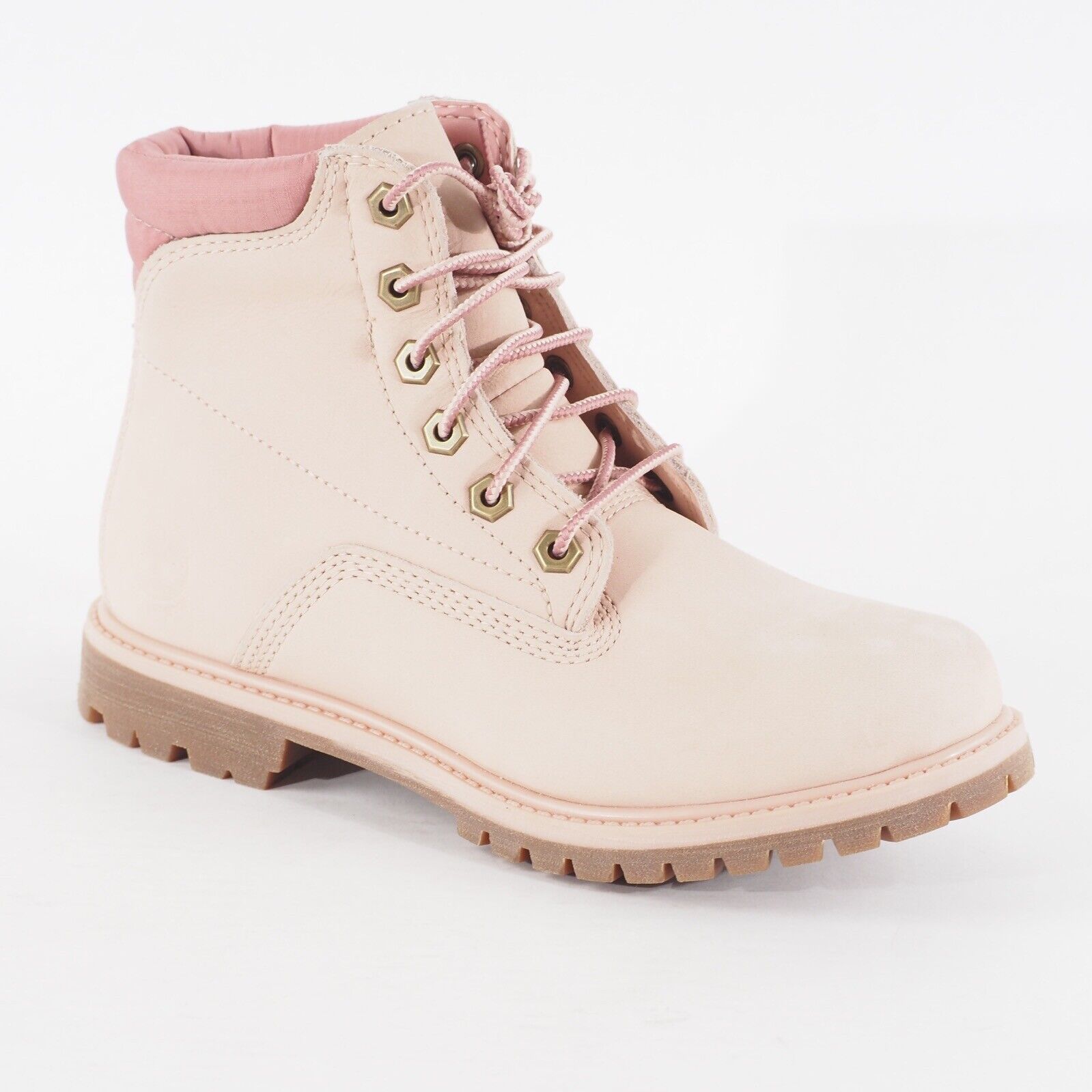 Womens Timberland Waterville AQ1T5 Light Pink Leather Lace Up Waterproof Boots
