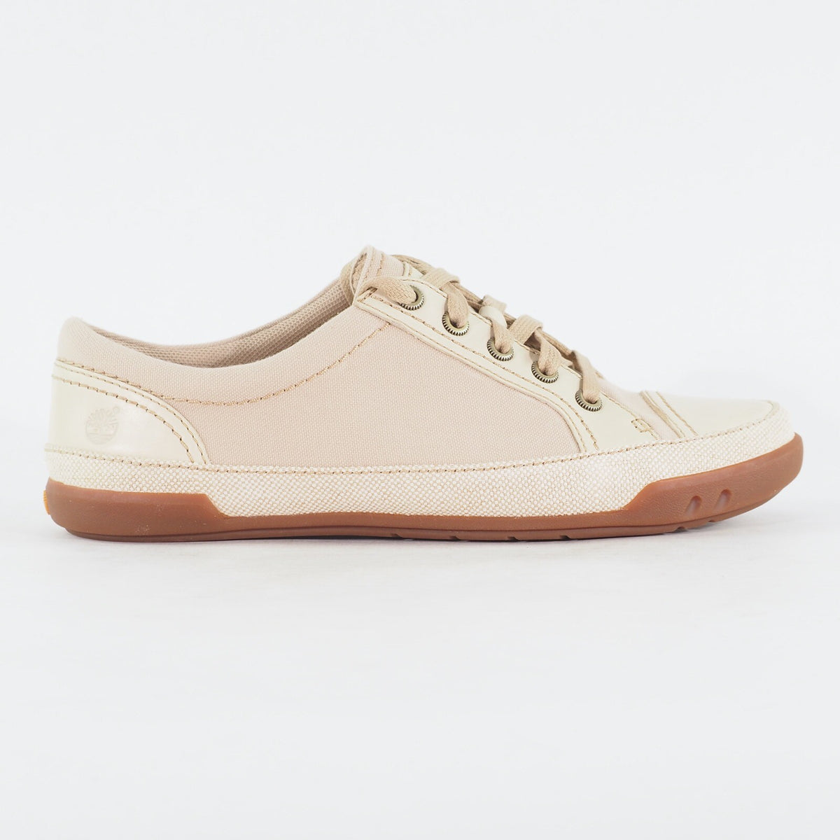 Womens Timberland EK Northport 3963R Light Beige Canvas Lace Up Low Casual Shoes