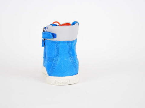 Boys Timberland 7584R Blue Leather Lace Up Winter Walking Zip On Side Boots