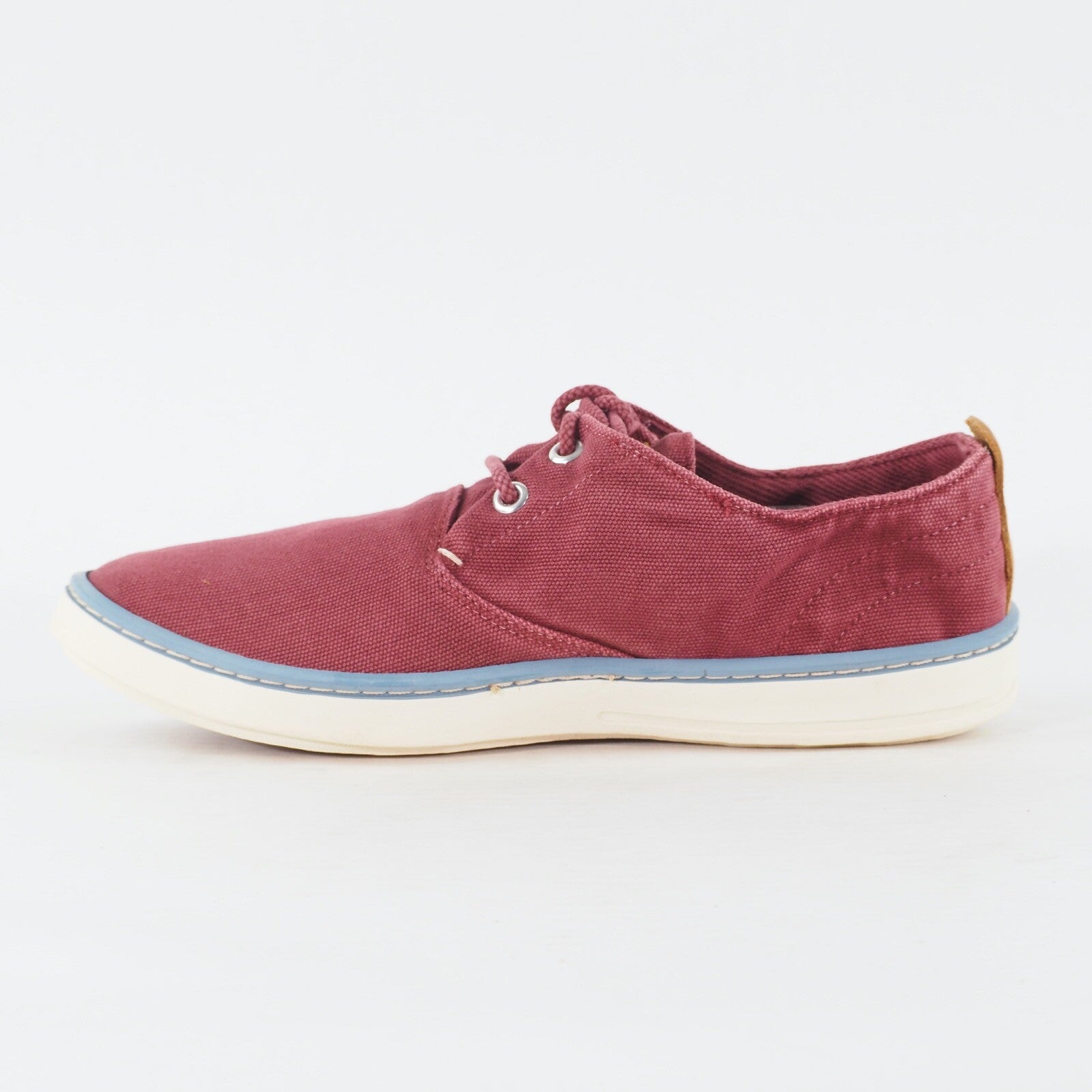 Mens Timberland EK Handcraft 5311A Burgundy Canvas Lace Up Low Top Casual Shoes