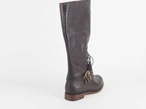 Womens Timberland Lucille 20645 LeatherDark Brown Zip Up Buckle High Boots