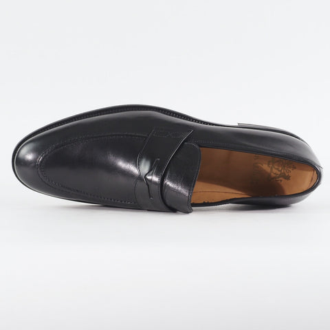 Mens John White Stamford Black Leather Slip On Formal Walking Shoes