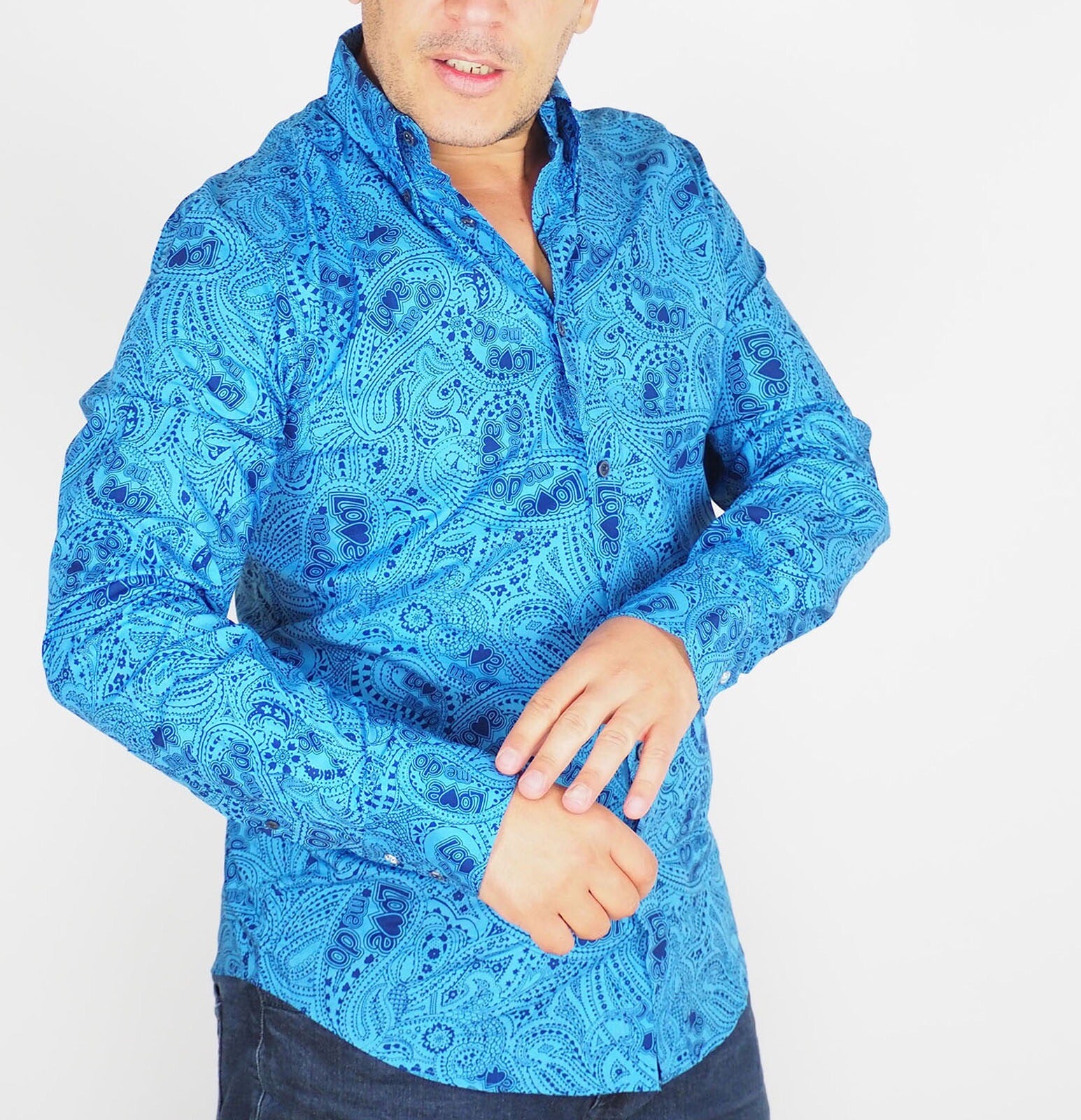 Mens The Original Ben Sherman MA1270M Paisley Alaskan Blue The Beatles Shirt