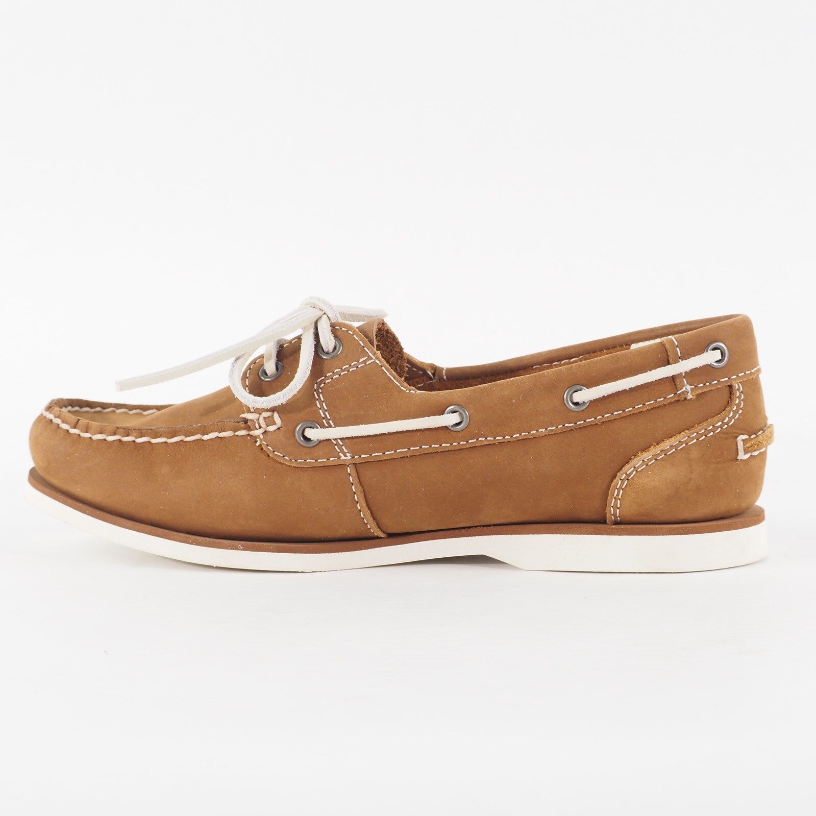 Womens Timberland Classic 8274R Medium Brown Nubuck Leather Lace Up Boat Shoes