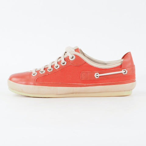 Womens Timberland Vintera Ox 16686 Red Leather Canvas Lace Up Casual Shoes