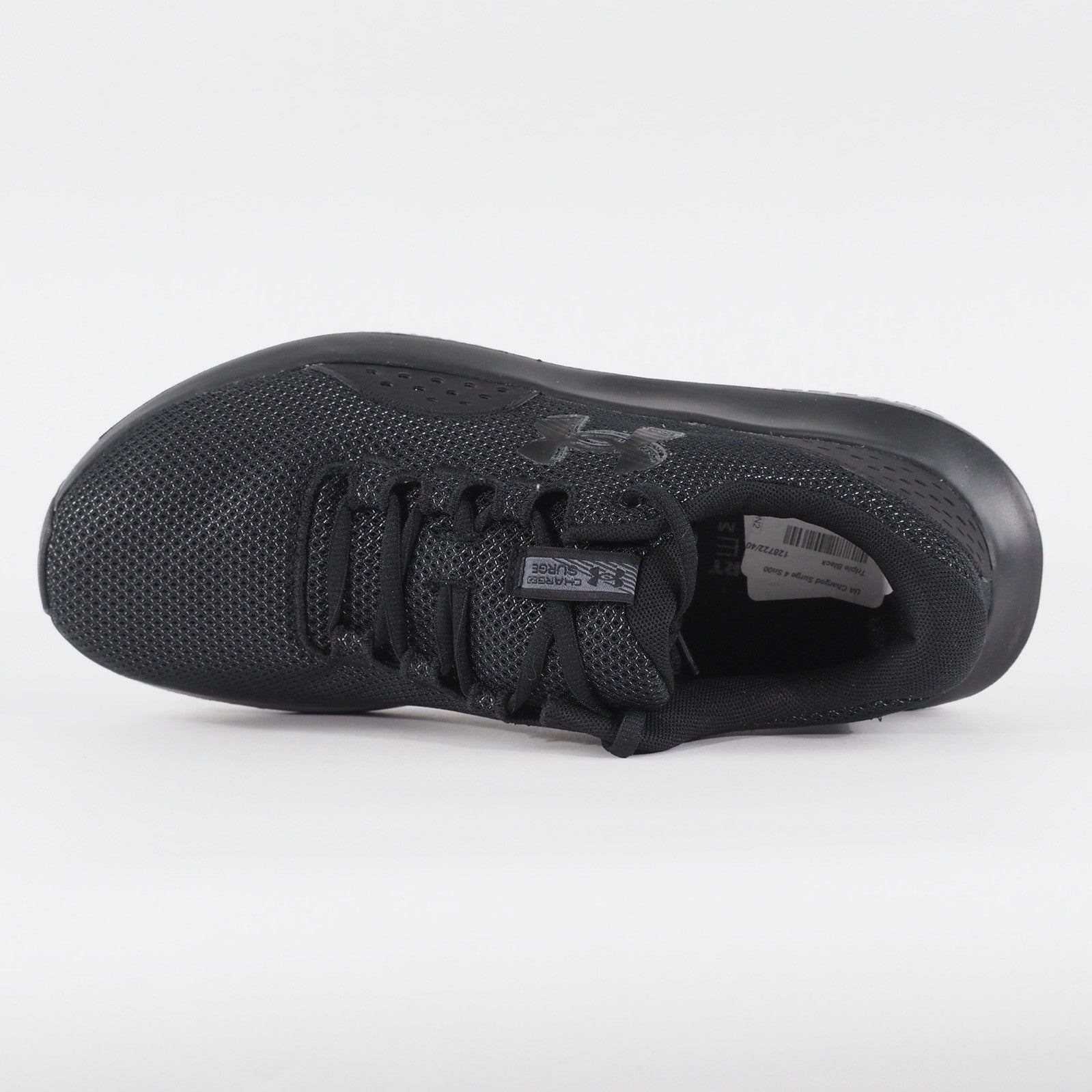 Mens Under Armour Charged Surge 4 Black Mesh Running Lace Up Sports Trainers