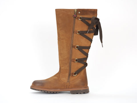 Womens Timberland Premium Tundra 87378 Brown Leather Zip Up Tall Casual Boots