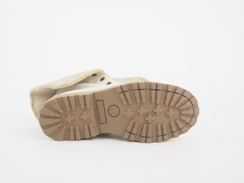 Youth Timberland Fold Over Premium 21726 Cream Leather Suede Boots