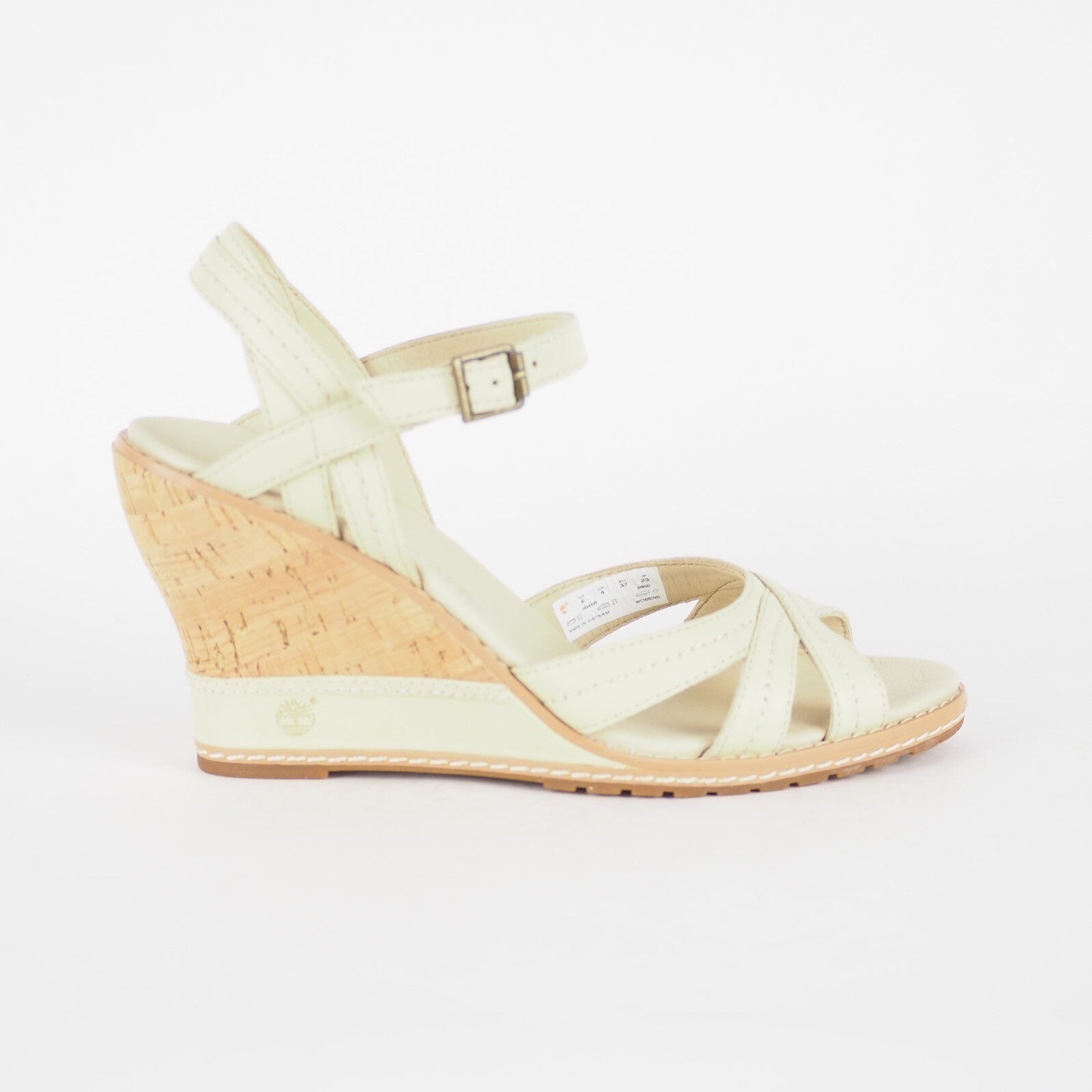 Womens Timberland Maeslin 8045R Beige Leather Summer Shoes Wedge Strappy Sandals