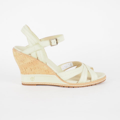 Womens Timberland Maeslin 8045R Beige Leather Summer Shoes Wedge Strappy Sandals