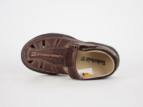 Boys Timberland Fisherman 46787 Brown Leather Hook & Loop Fisherman Sandals