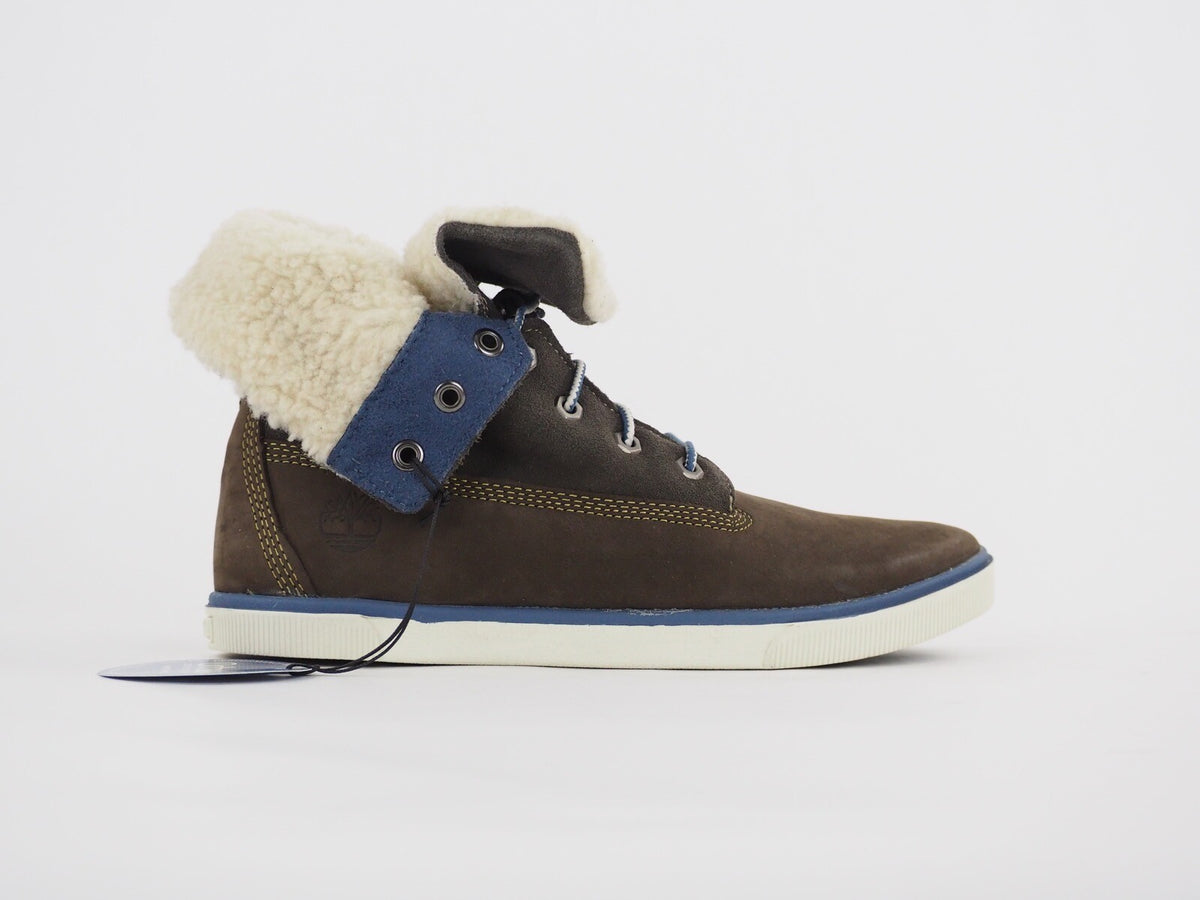 Timberland Deering 8793R Dark Brown Winter Shoes Leather Fold Cotton In Boots