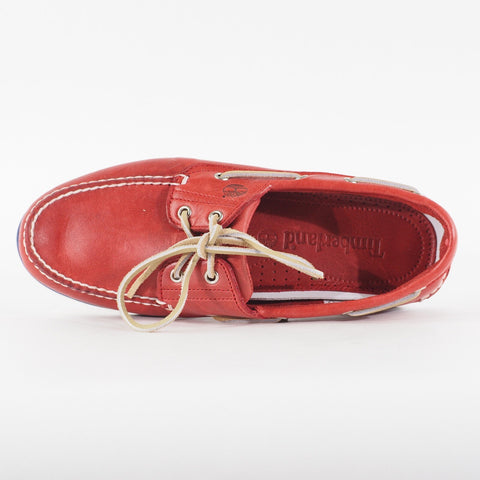 Mens Timberland Classic 2 Eyed 6829B Medium Red Leather Lace Casual Boat Shoes