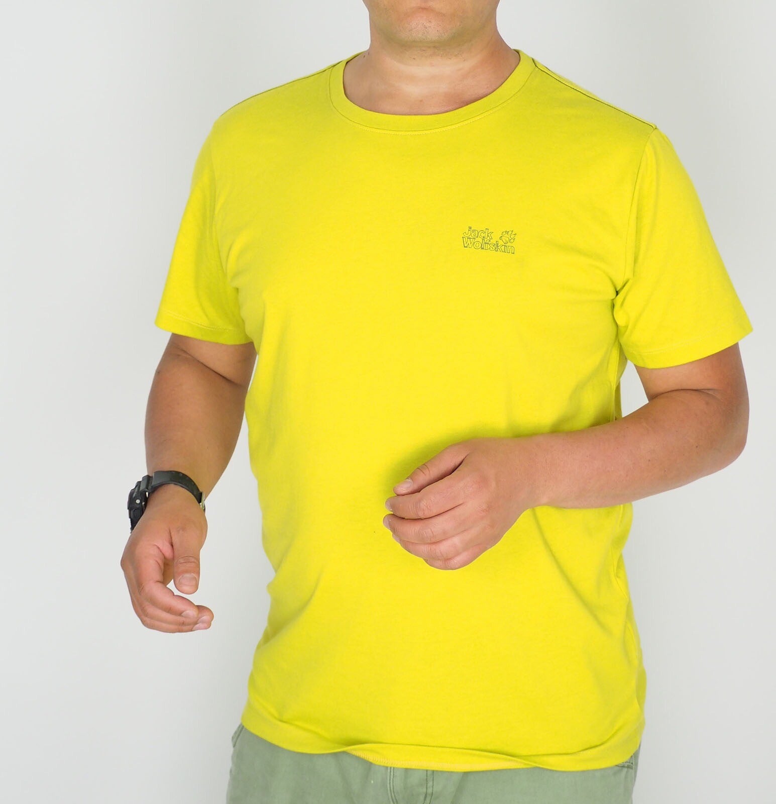 Mens Jack Wolfskin Paw Print Tee 1805141 Wild Lime Casual Short Sleeve T Shirt