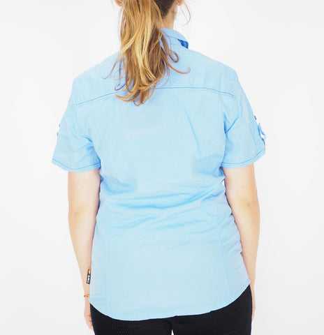 Womens Jack Wolfskin Beyond 1401631 Air Blue Casual Button Up Short Sleeve Shirt