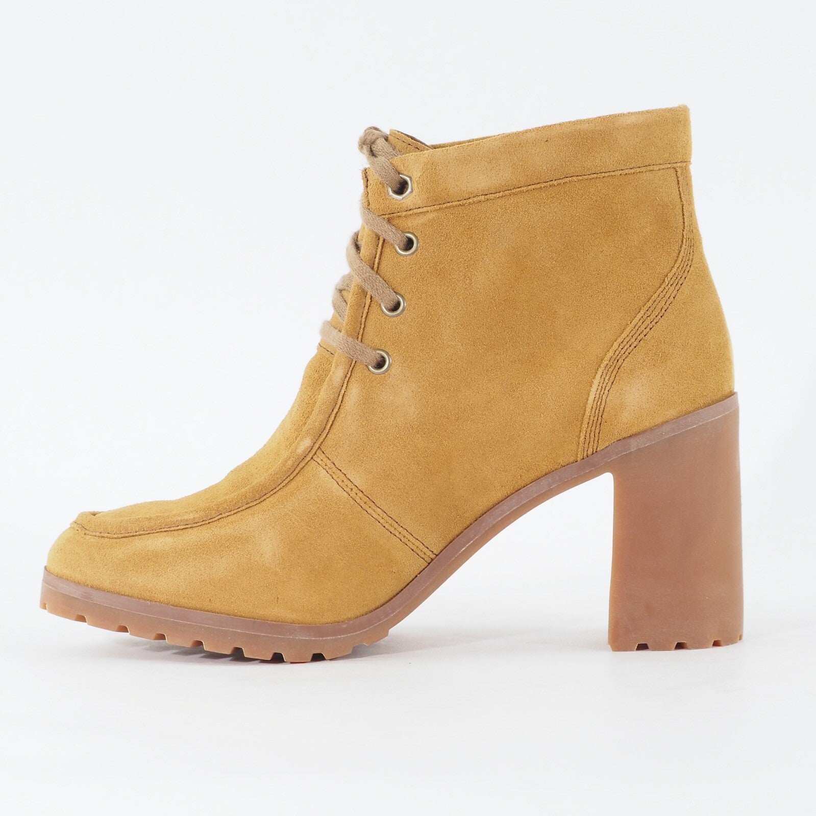 Womens Timberland Allington Chukka A1KBJ Wheat Leather Lace Up Heeled Boots 