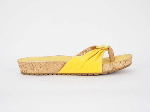 Womens Timberland Estela 24691 Yellow / Brown Leather Summer Thong Flip Flops