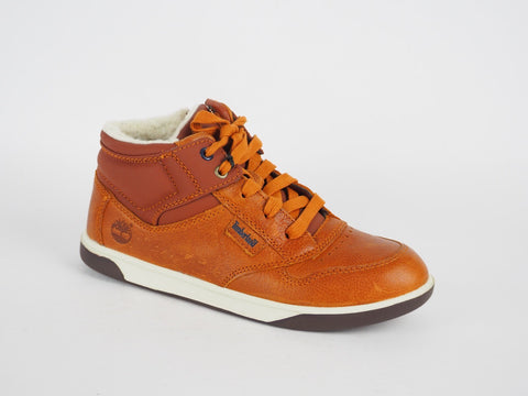 Boys Timberland Groveton A18P7 Brown Leather Warm Lace Up Kids Shoes