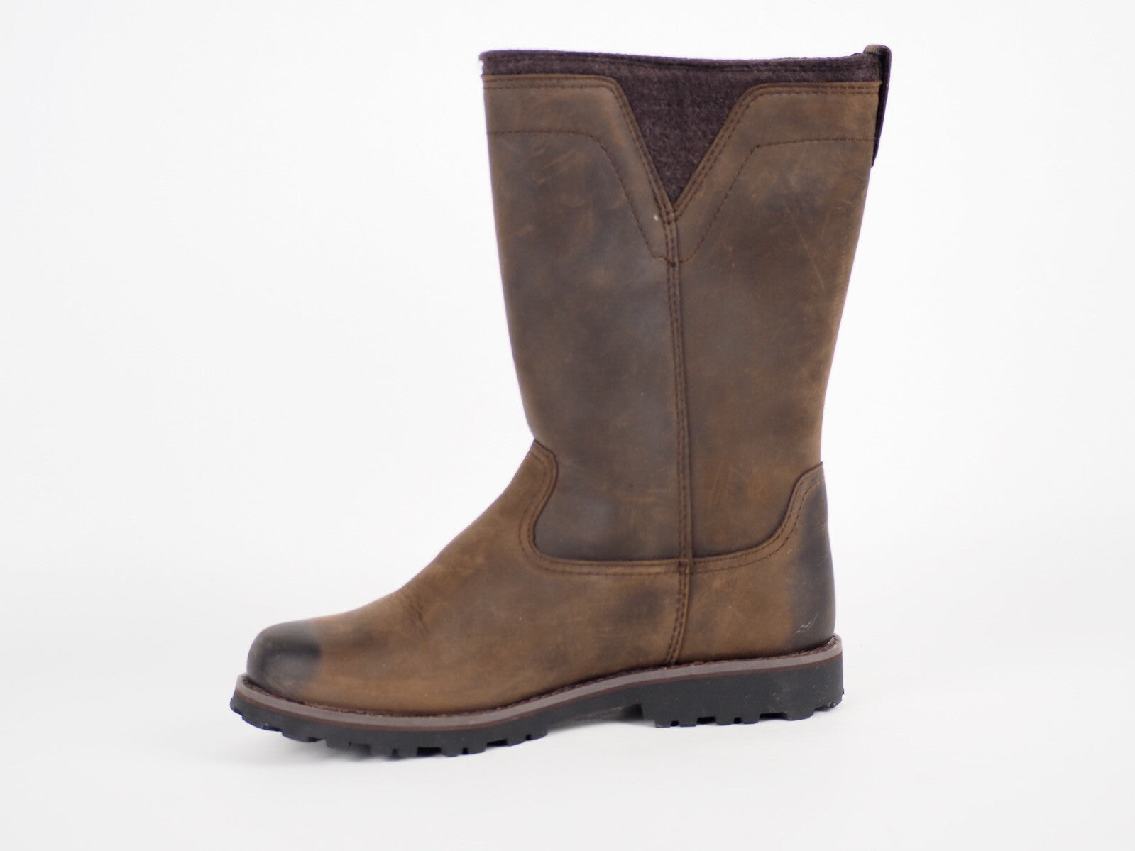 Boys Timberland EK A17EE Dark Brown Leather Casual Tall Pull Up Winter Boots 