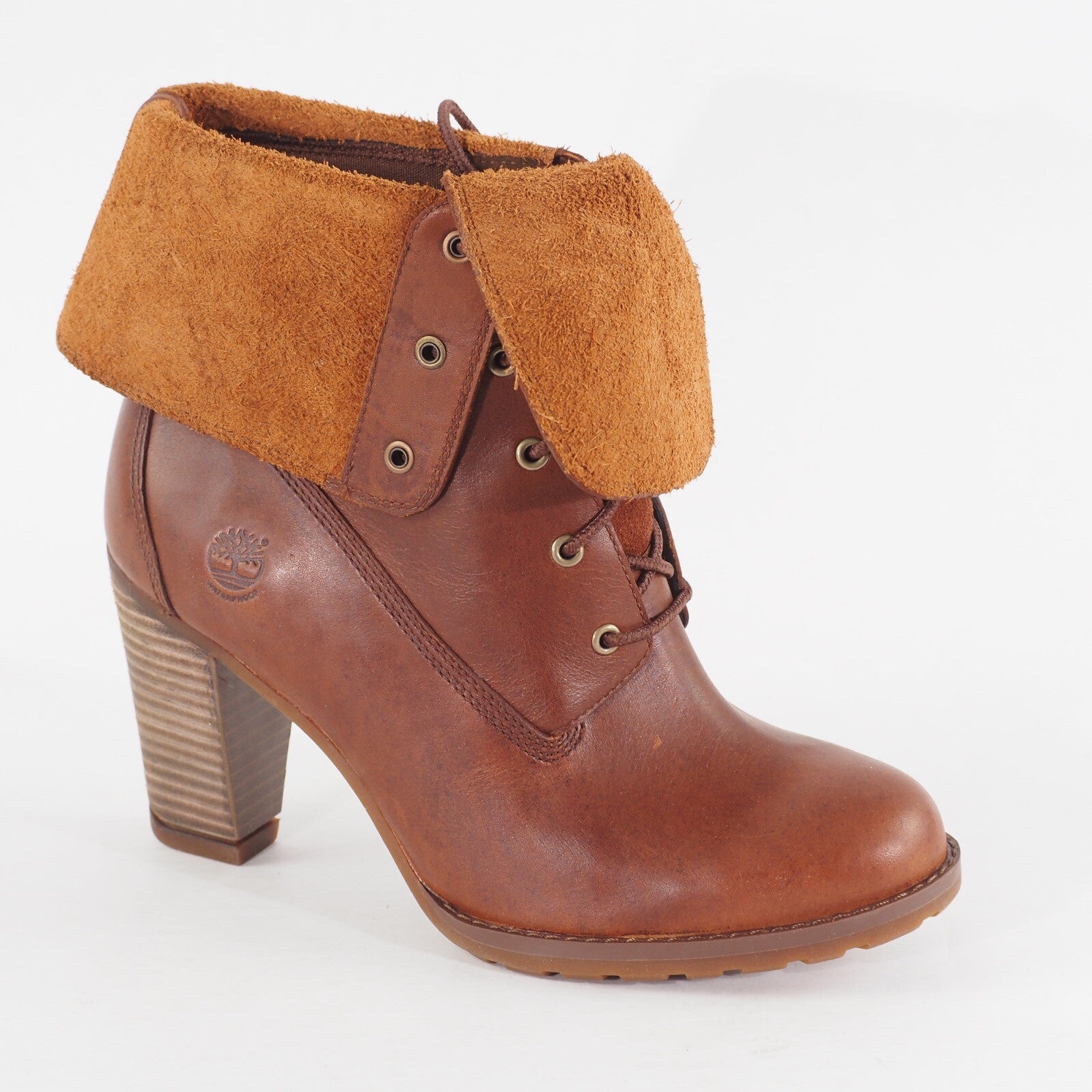 Womens Timberland Stratham Heights 8621A Tan Waterproof Leather Folded Boots