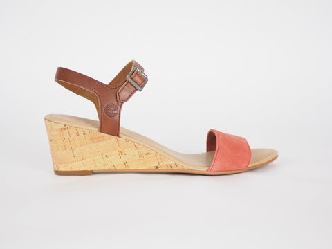Womens Timberland Sibbern A1BA5 Coral Leather Strap Casual Wedge Summer Sandals