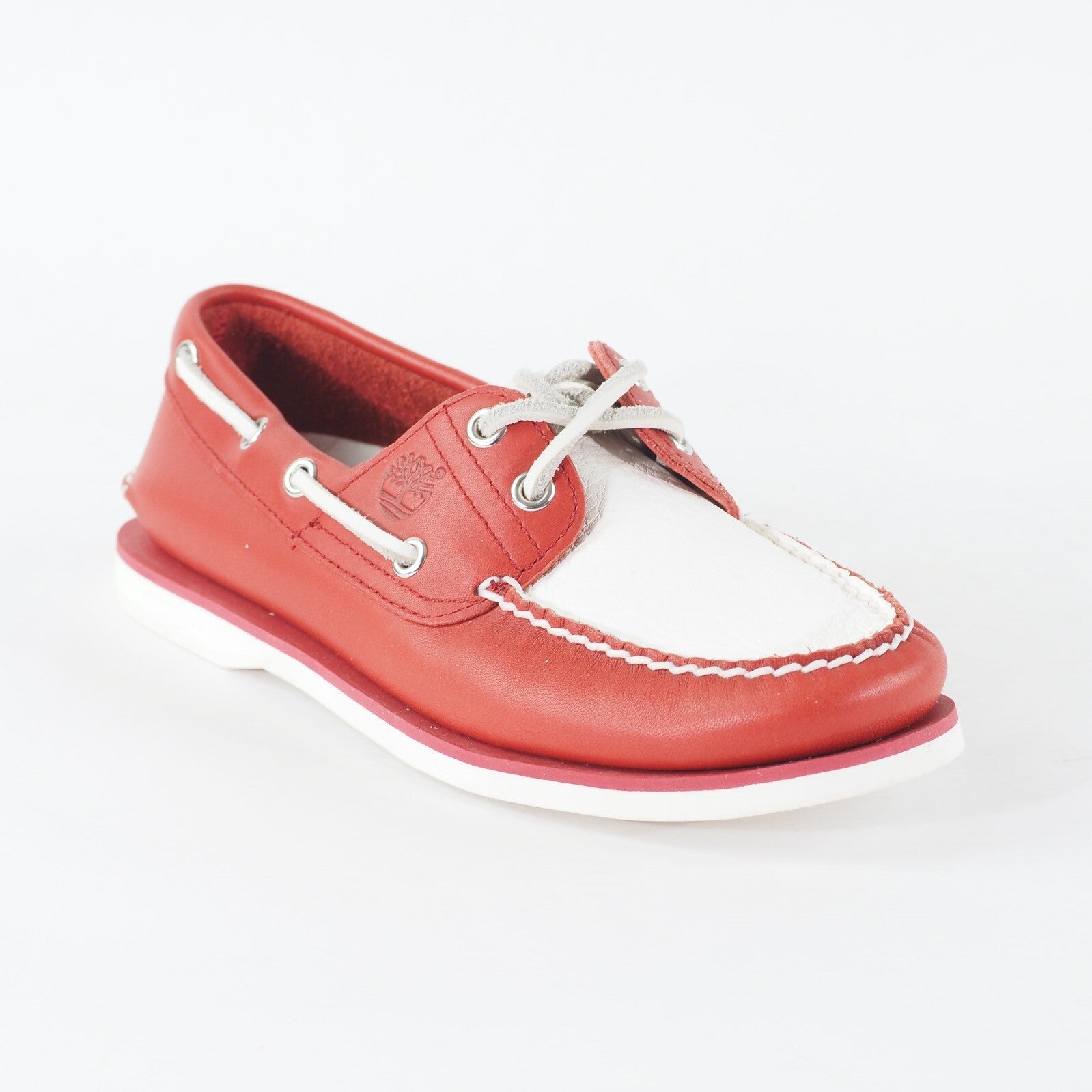 Mens Timberland Classic 2 Eye A153X Medium Red Leather Lace Up Casual Boat Shoes