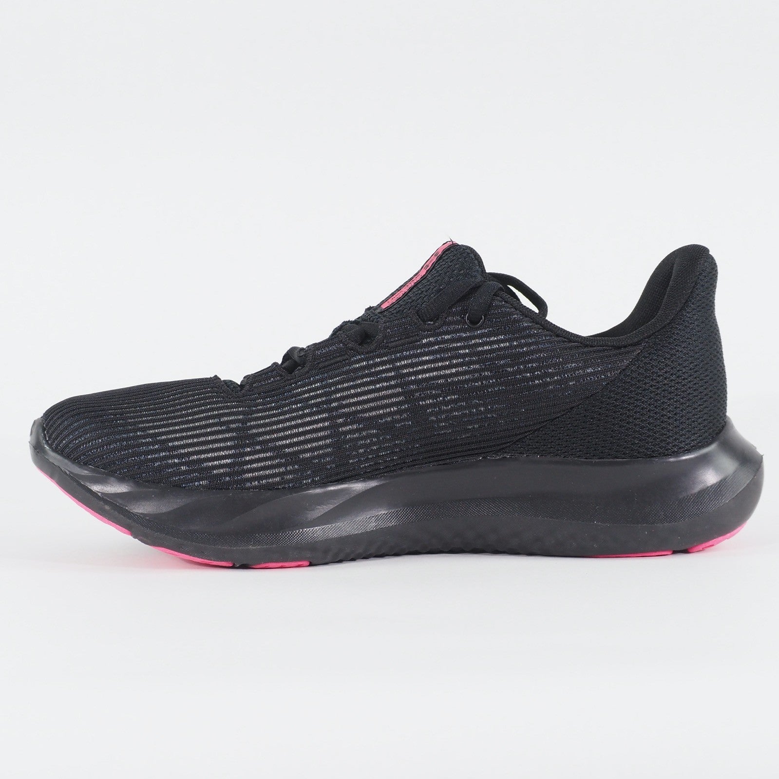 Womens Under Armour Speed Swift Black Pink Mesh Running Lace Up Sports Trainers
