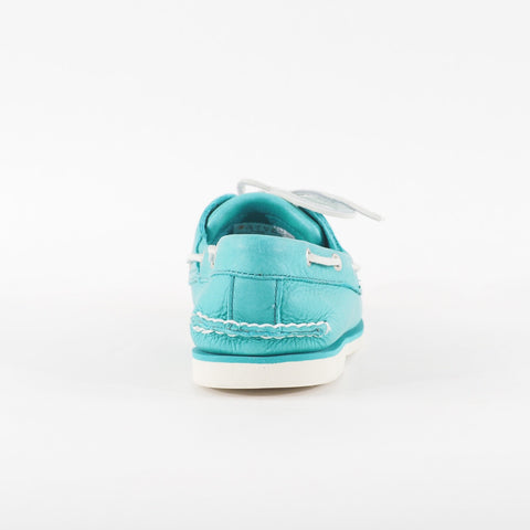 Mens Timberland Classic 2 Eyed A1BIR Teal Blue Leather Lace Up Casual Boat Shoes