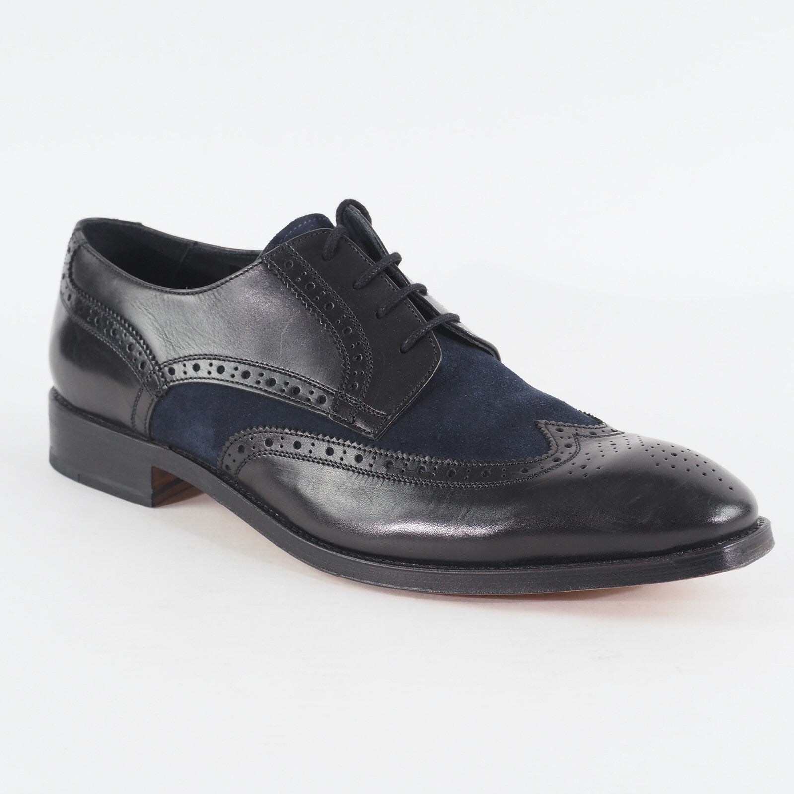 Mens John White Boswell Black Navy Leather Lace Up Oxford Formal Shoes