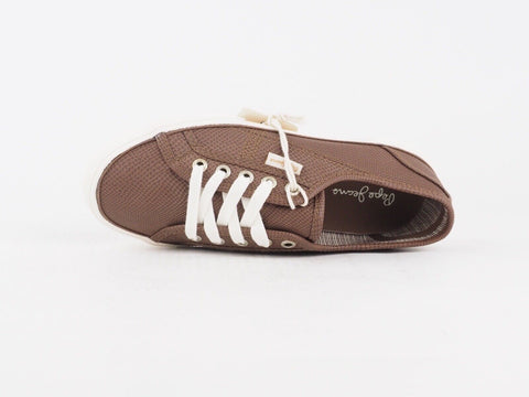 Womens Pepe Jeans Aberlady Python PLS30347 Cappuccino Lace Up Casual Trainers 