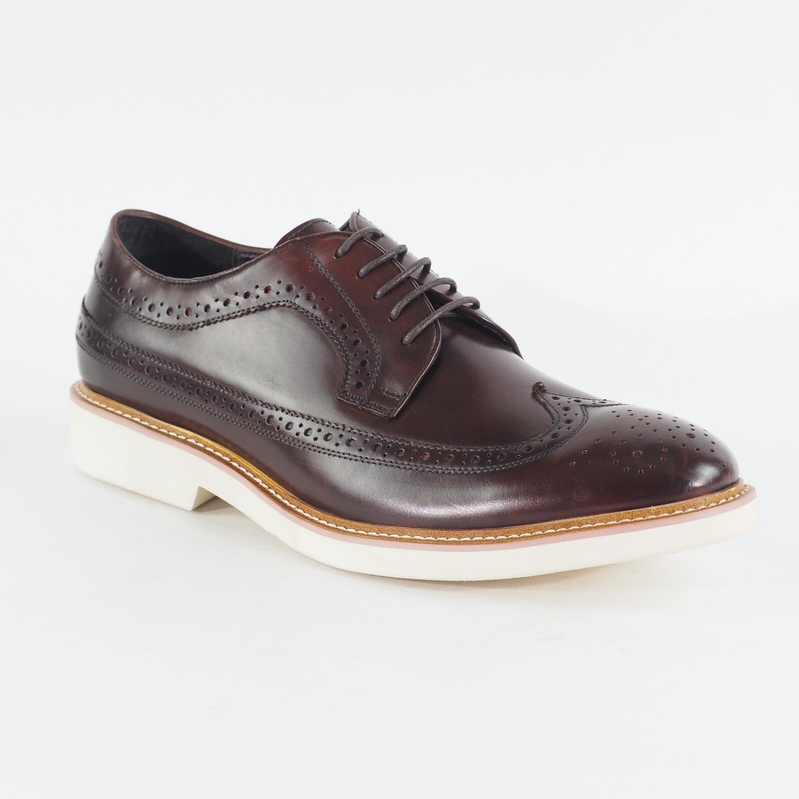 Mens John White Chaucer Dark Brown Leather Lace Up Oxford Formal Shoes