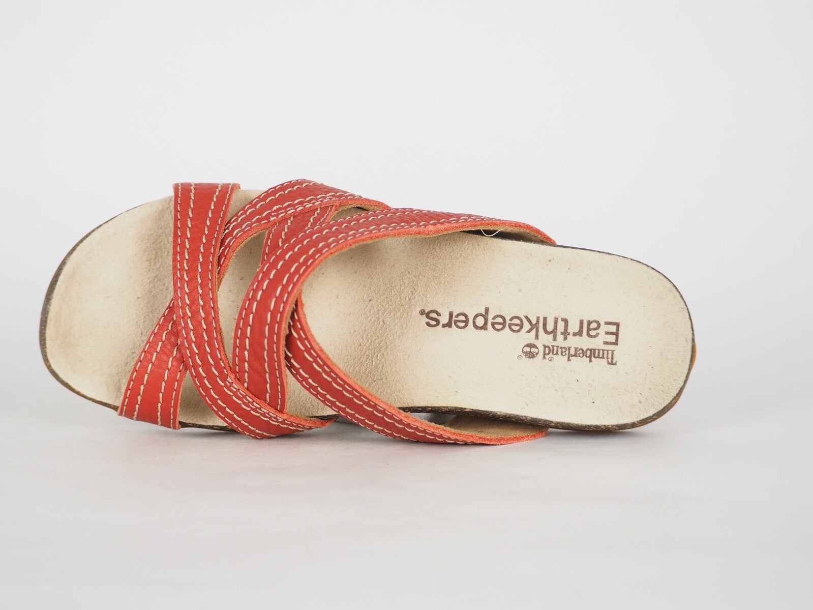 Womens Timberland Earthkeepers 3860R Red Leather Sliders Casual Summer Slippers