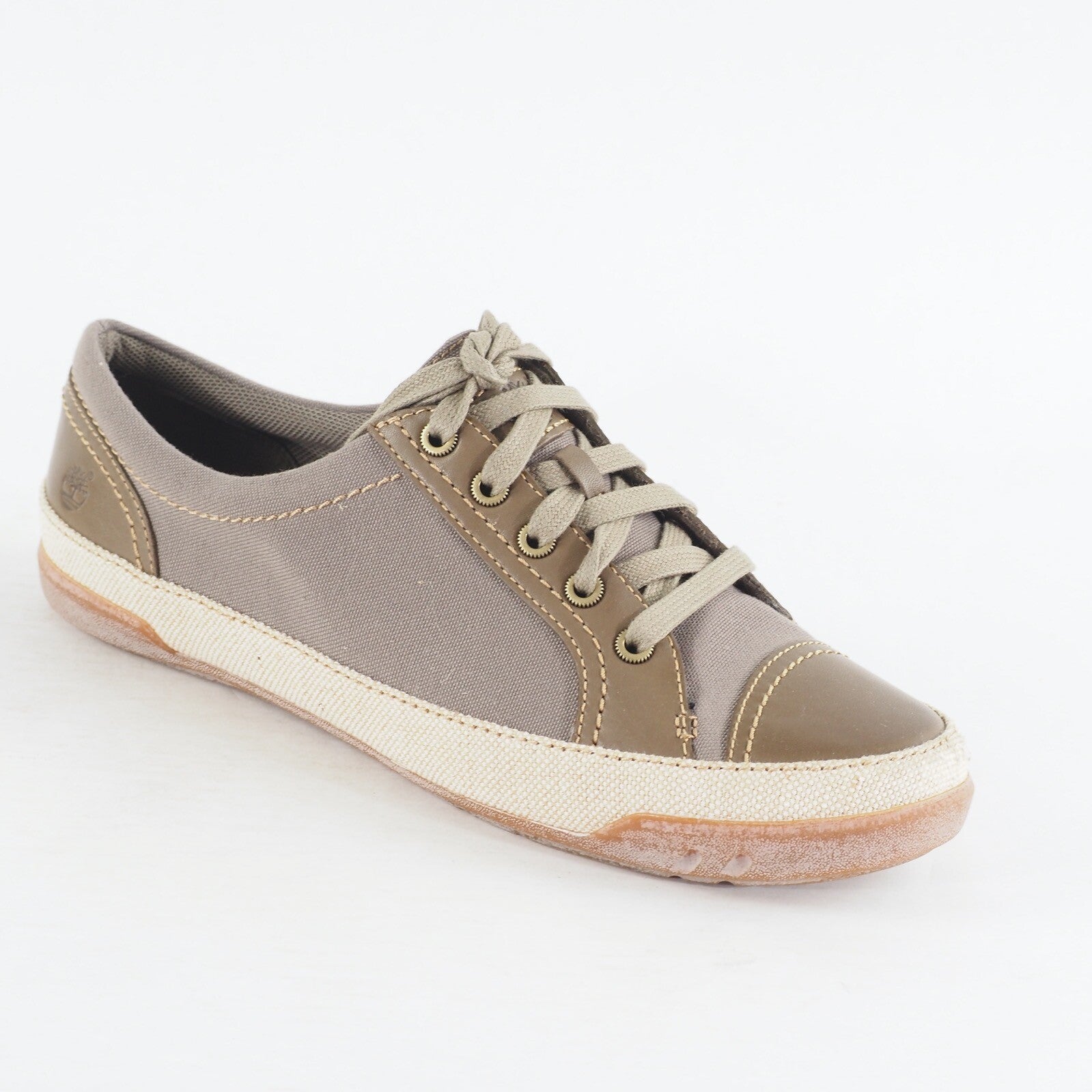 Womens Timberland Northport Oxford 3962R Olive Canvas Leather Flat Lace Up Shoes