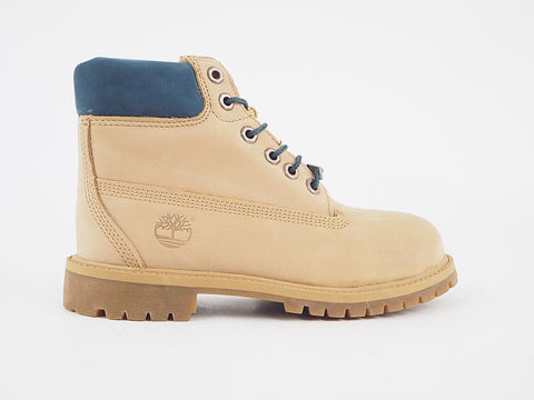 Kids Boys Timberland 6 Inch  Leather Beige Lace Chukka Winter Waterproof Boots