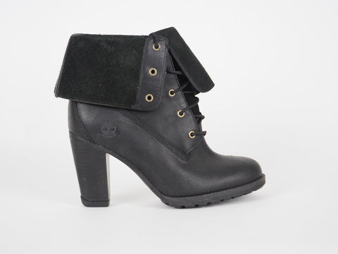 Womens Timberland EK Strap 8622A Black Leather Fold On High Heel Winter Boots