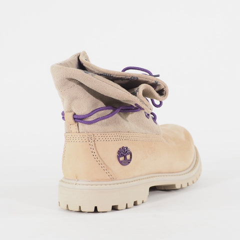 Womens Timberland Roll Top A21UK Beige Leather Lace Up Casual Walking Boots