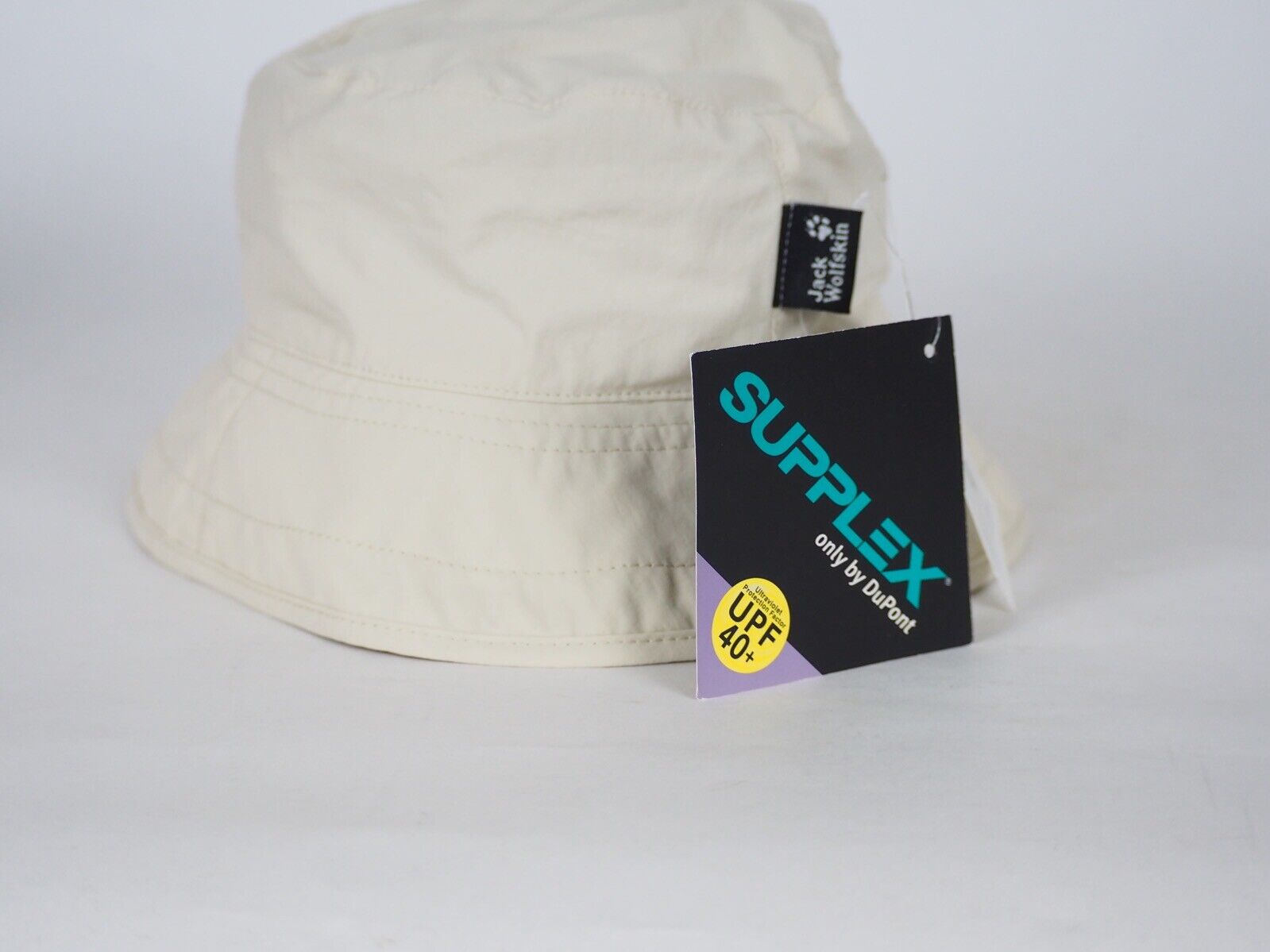 Jack Wolfskin 1900731 Ivory Bucket Hat Paw Print Summer Cap Kids Sun Hat