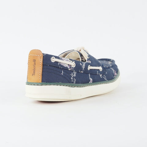 Mens Timberland Hookset Handcrafted 2 Eye A17PI Navy Canvas Lace Up Boat Shoes