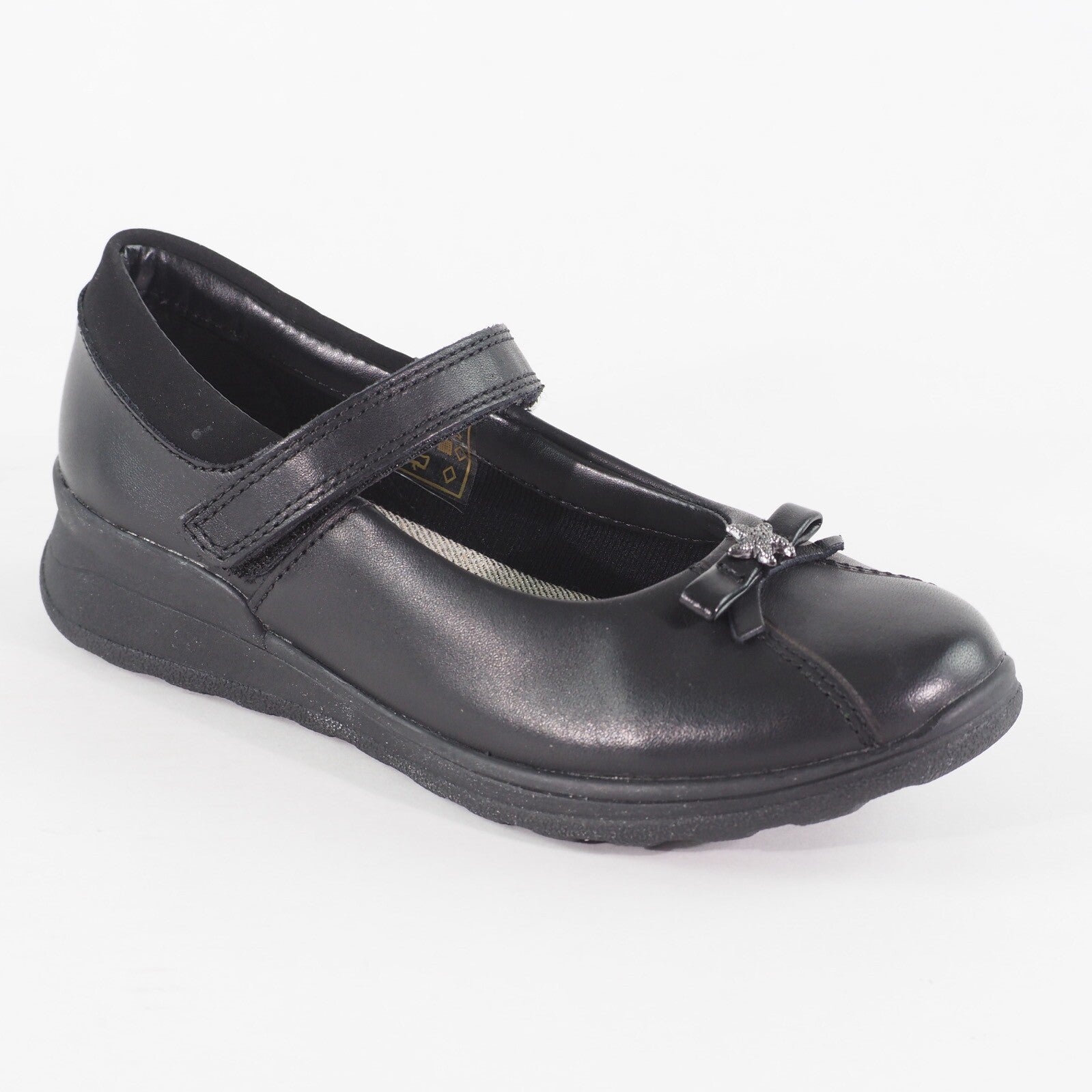Girls Clarks Mariel Wish Black Leather Leader One Strap School Walking Shoes