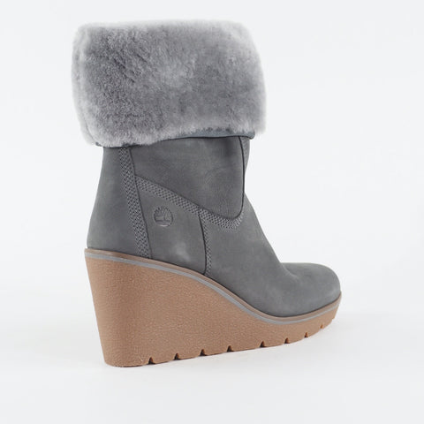 Womens Timberland Paris Heig A21NY Grey Leather Zip Up Side Snow Boots