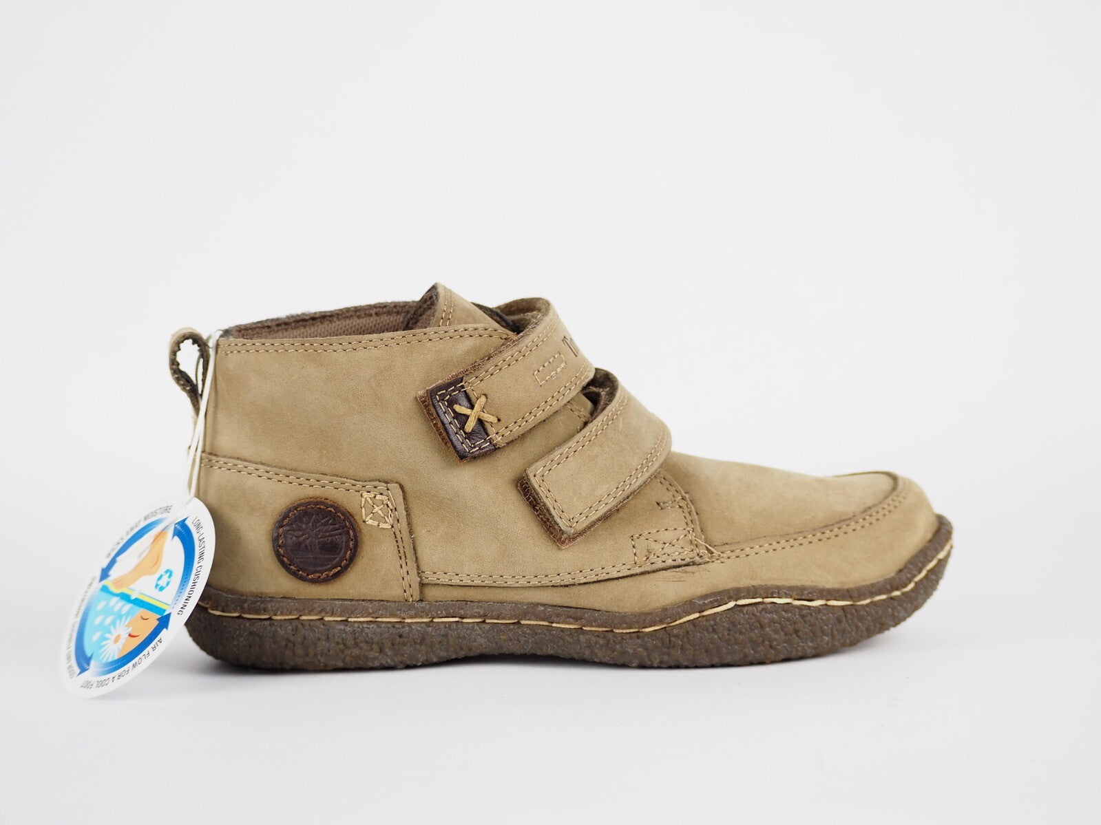 Boys Timberland EK Groveton Hill 27776 Taupe Leather 2 Strap Casual Kids Shoes