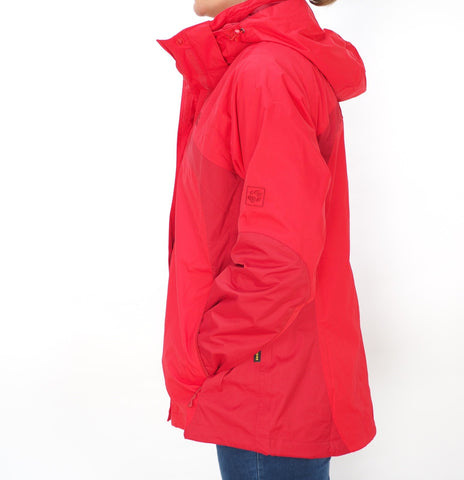 Womens Jack Wolfskin Topaz 5005471 Red Fire Zip Up Hooded Warm Hiking Jacket
