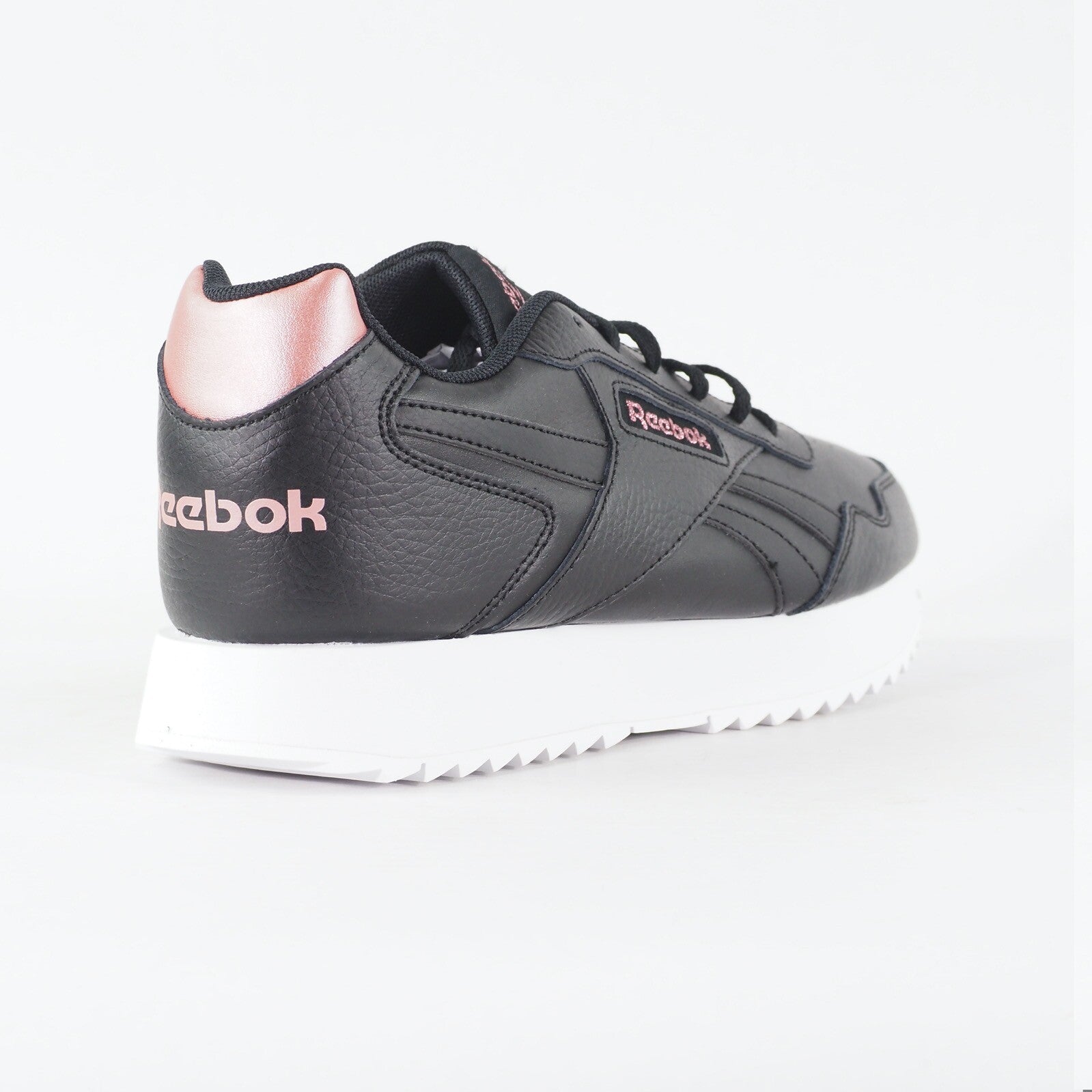 Womens Reebok Glide Ripple Double ID1961 Black Leather Lace Up Casual Trainers