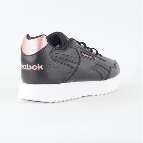 Womens Reebok Glide Ripple Double ID1961 Black Leather Lace Up Casual Trainers