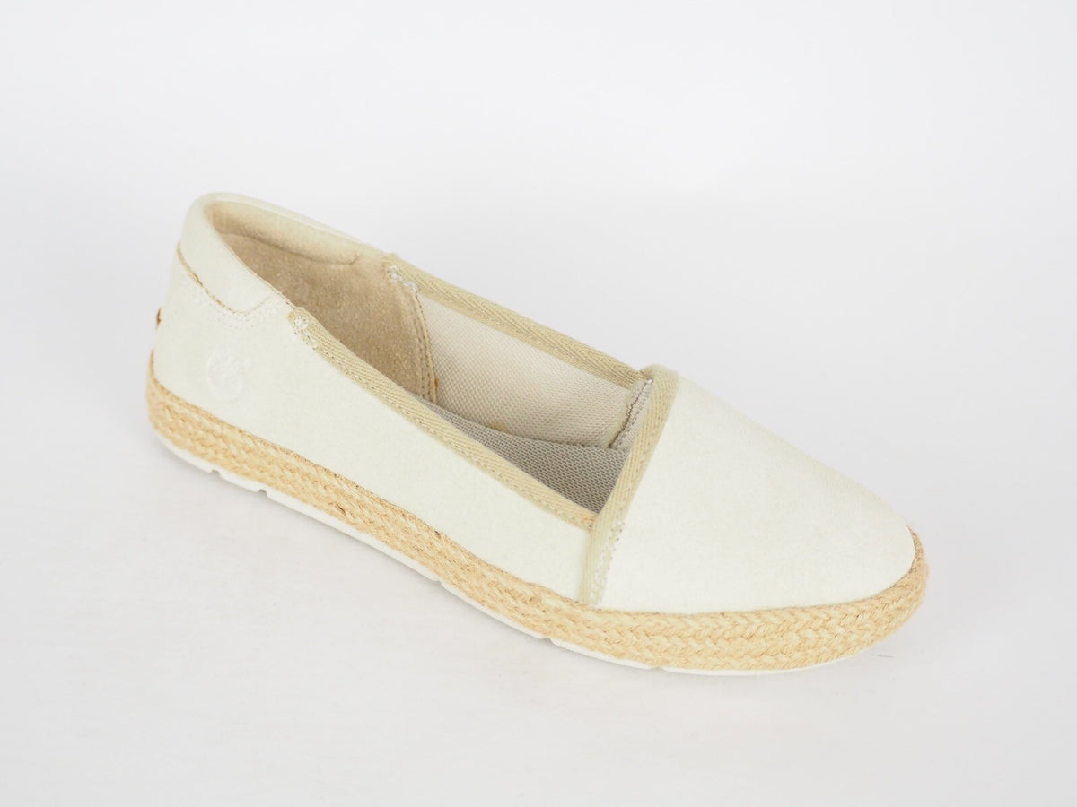 Womens Timberland Casco Bay A17E2 Beige Leather Casual Slip On Flats Shoes