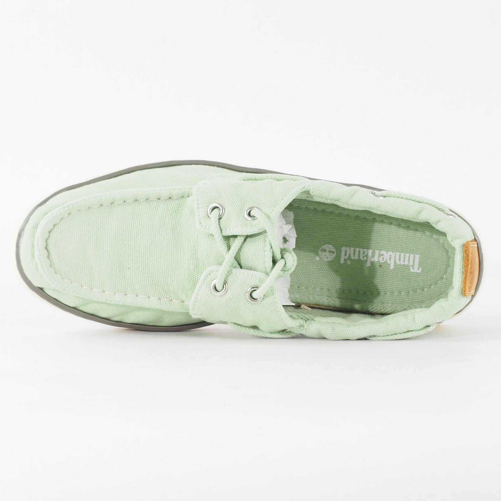 Mens Timberland Hookset A15HI Smoke Green Canvas Lace Up Casual Boat Shoes